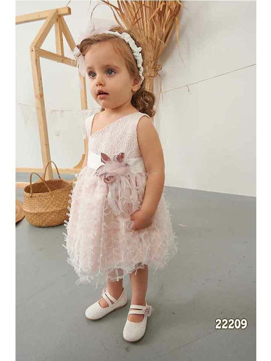 Bonito Baby Rosa Taufset Kleidung mit Haar-Accessoires & Kleid aus Tüll 2Stück