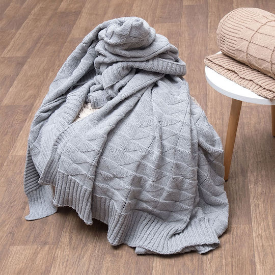 Viopros Knitted Blanket Sofa 125x170cm Gray