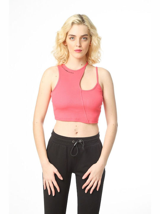 Paco & Co pentru Femei de Vară Crop Top din Bumbac fără Mâneci Coral