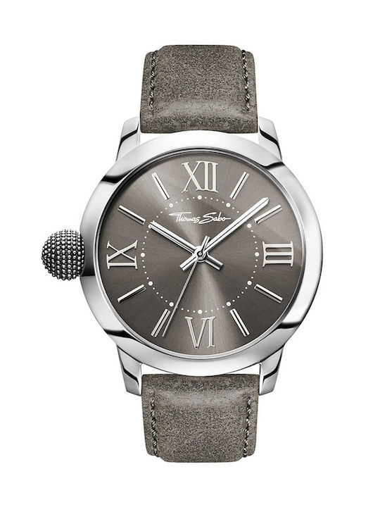 Thomas Sabo Watch Battery with Gray Leather Strap