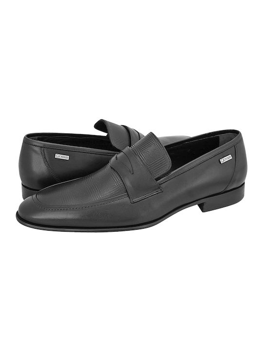 GK Uomo Men's Leather Loafers Black -01
