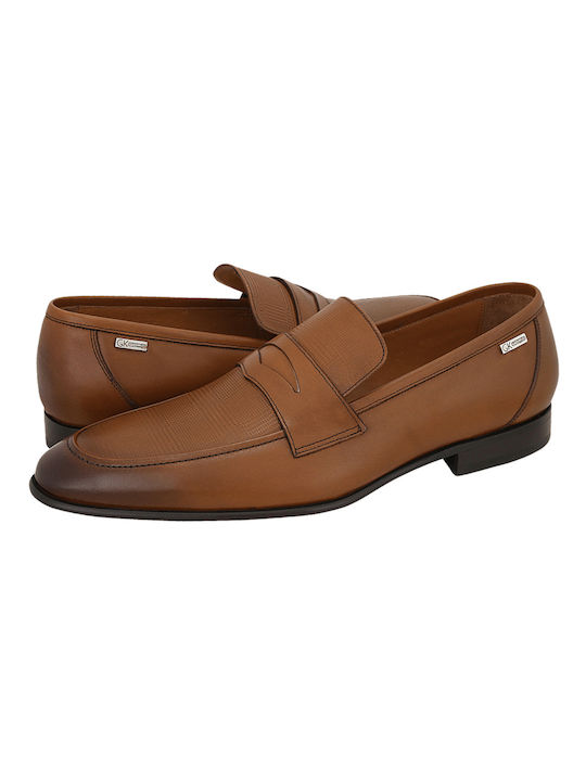 GK Uomo Men's Leather Loafers Tabac Brown -15