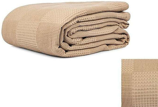 Cotton Linen Κουβέρτα Ξενοδοχείου Υπέρδιπλη Πικέ Μπεζ 240x260cm 5τμχ
