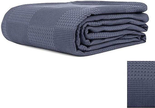 Cotton Linen Μονή Κουβέρτα Ξενοδοχείου Πικέ Γκρι 160x260cm 5τμχ