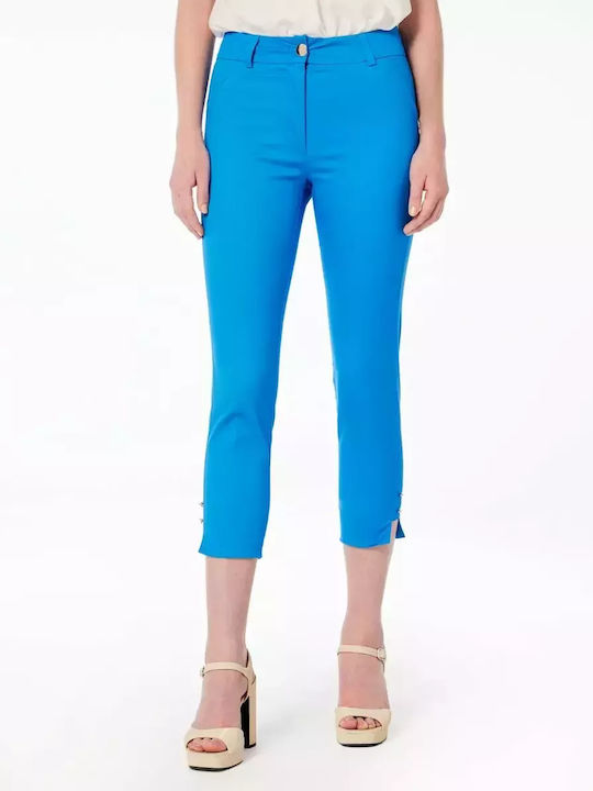 Forel Women's Fabric Capri Trousers Slim Fit Li...