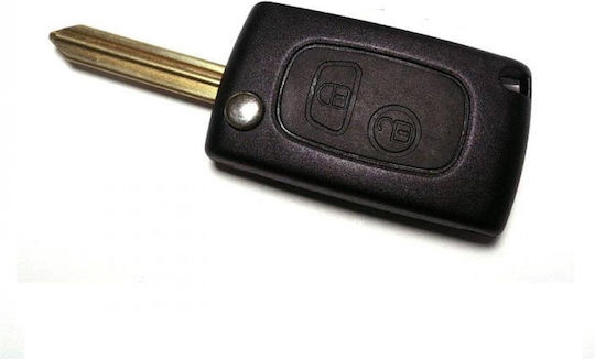 Foldable Car Key Shell with Blade with 2 Buttons for Peugeot