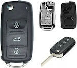 Foldable Car Key Shell with Blade with 3 Buttons for Audi / Seat / Skoda / VW