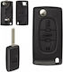 Foldable Car Key Shell with Blade with 3 Buttons for Citroen / Peugeot