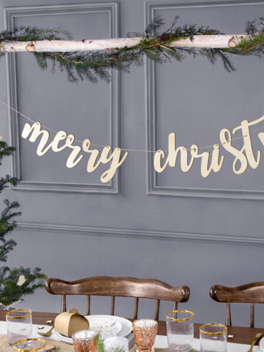 Merry Christmas Christmas Garland Gold 87x17cm 1pc