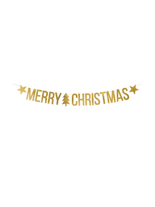 PartyDeco Χριστουγεννιάτικη Γιρλάντα Merry Christmas Πλαστική Χρυσή 150x10.5cm