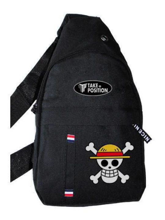 Anime One Piece Straw Hat Ανδρική Τσάντα Στήθους Μαύρη