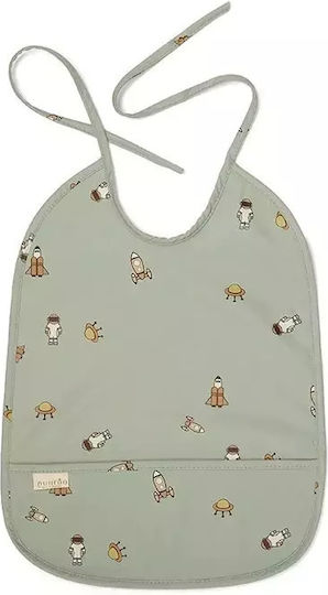 Nuuroo Waterproof Fabric Baby Bib with Lace Band & Pocket Green