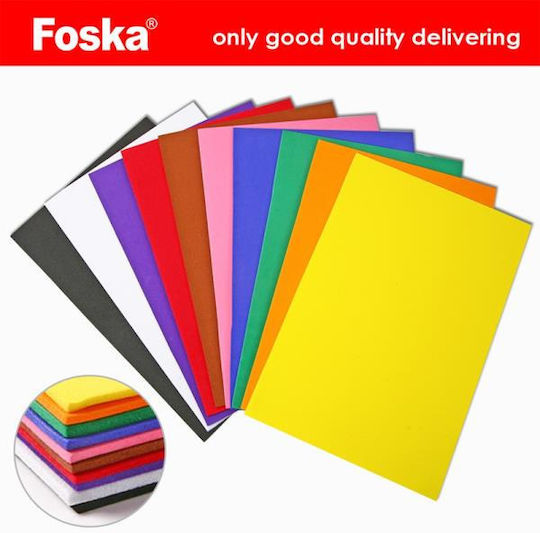 Foska Schaumstoffpapier Kein Muster A4 Mehrfarbig 10 Blätter