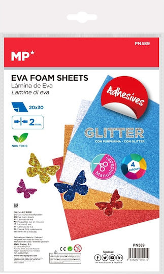 Madrid Papel Αφρώδες Χαρτί Glitter A4 σε Μπλοκ 4 Φύλλων