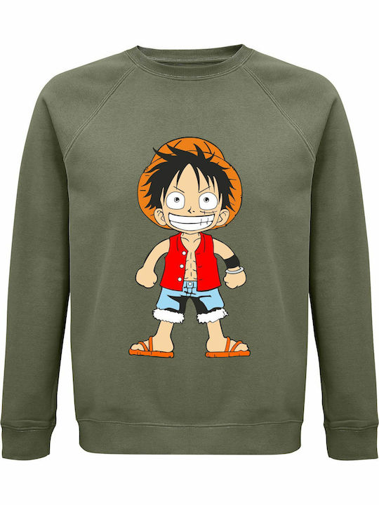 Luffy One Piece Sweatshirt Ein Stück Khaki