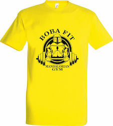 kirikoko Boba Fit, Mandalorian Gym, Star Wars T-shirt Star Wars Κίτρινο Βαμβακερό