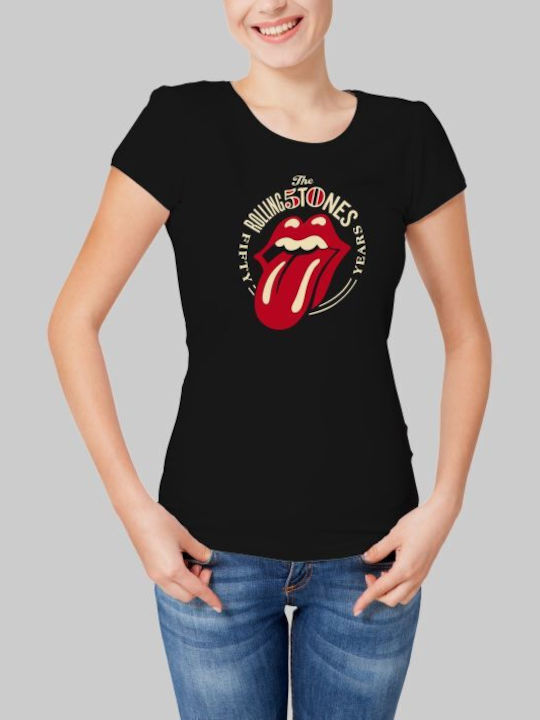 T-shirt Rolling Stones 50 years W σε Μαύρο χρώμα