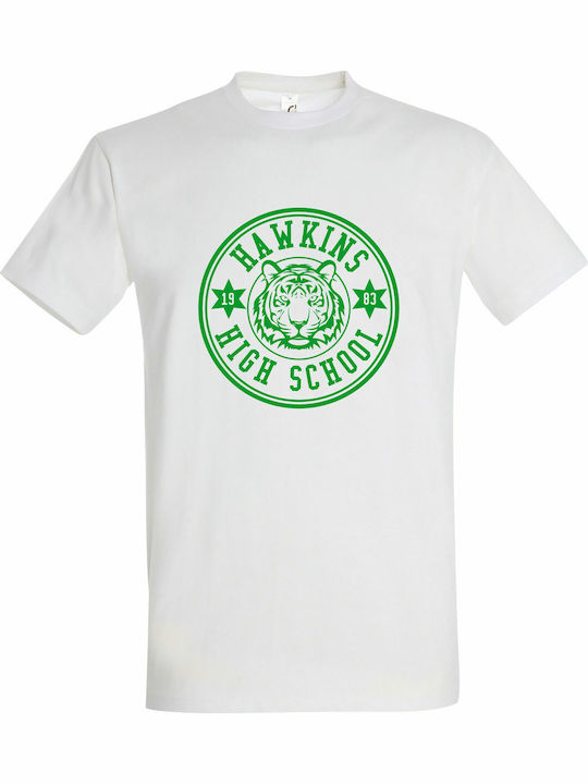 "Hawkins High School Stranger Things" T-shirt Weiß Baumwolle