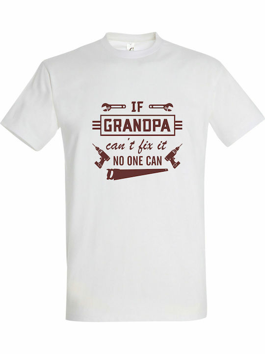 GRANDPA Tricou Alb Bumbac