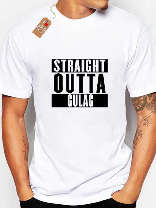 T-shirt "Straight outta Gulag" σε Λευκό χρώμα