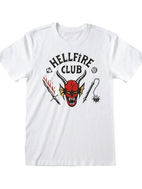 Pegasus Stranger Things Hellfire Club Logo Μπλούζα Λευκή Βαμβακερή