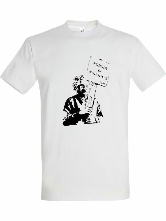 Einstein Tricou Alb Bumbac