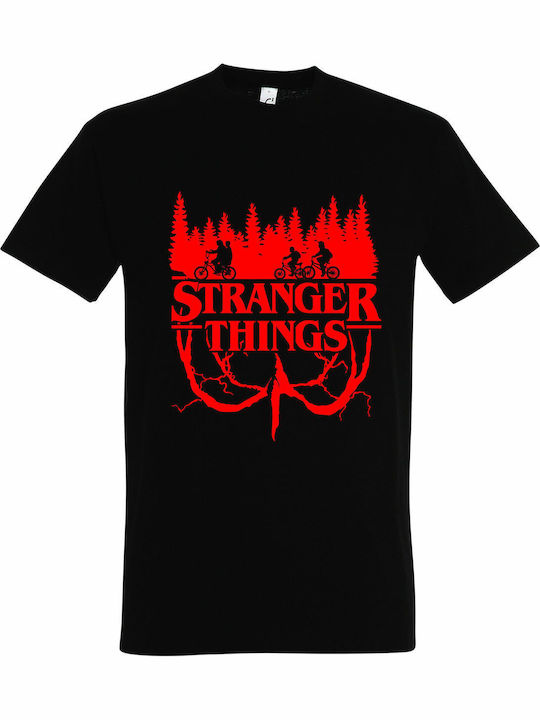 "Stranger Things" T-shirt Fremde Dinge Schwarz Baumwolle