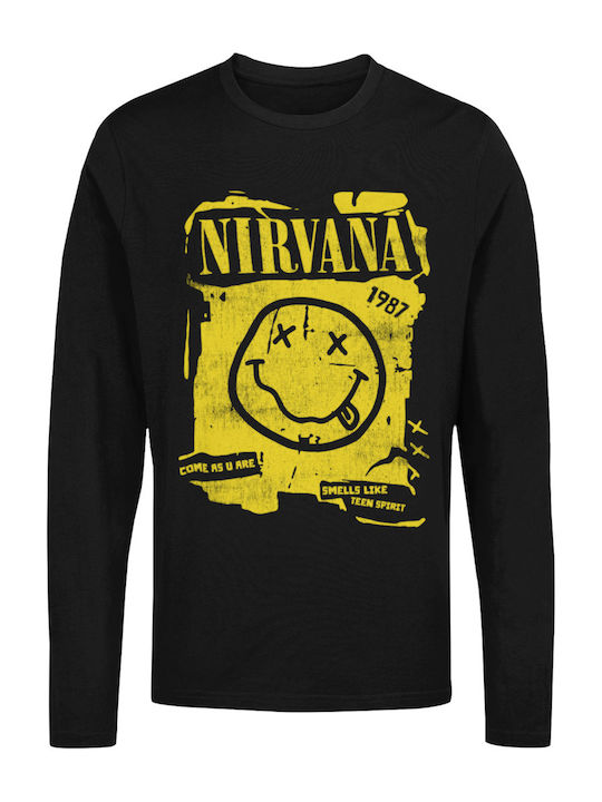 μακρυμάνικο T-shirt Nirvana Black Cotton