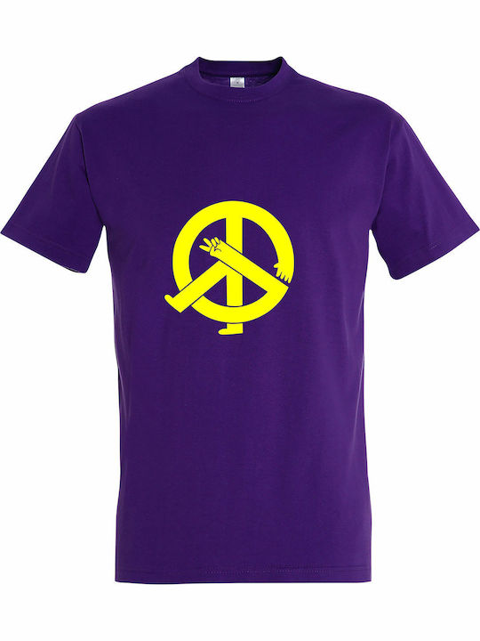 Peace T-shirt Purple Cotton