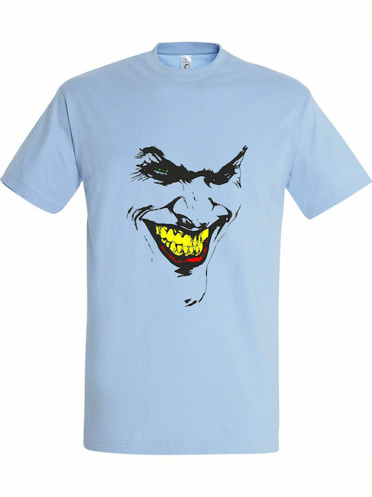 Face T-shirt Light Blue Cotton