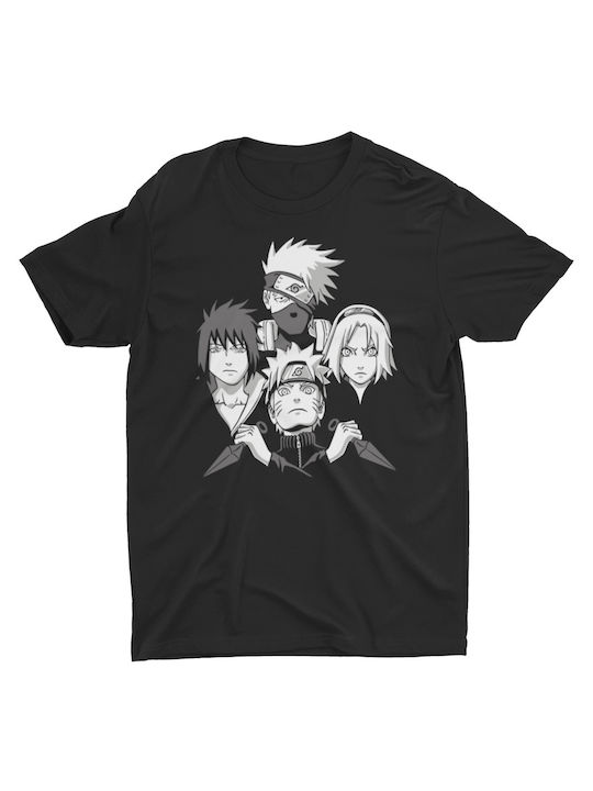 T-shirt Naruto Kakashi Sasuke Sakura σε Μαύρο χρώμα