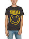 Amplified T-shirt Nirvana Smiley face σε Μαύρο χρώμα