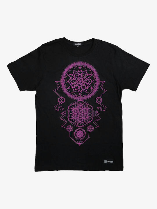 Mandala Tricou Negru Bumbac