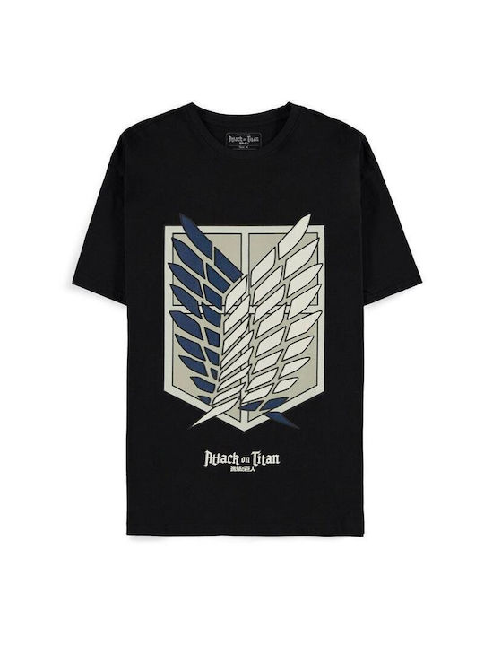 Pegasus T-shirt Attack on Titan Logo σε Μαύρο χρώμα
