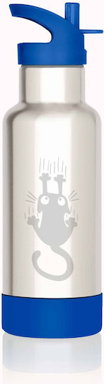 Gaspajoe Funky Cat Детска Бутилка За Вода Термос Неръждаема Стомана Non Spill Син 500ml