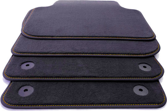 Set Covorașe Honda Insight 2009-2014 Negru Linie de Lux Cusături Portocalii Fabricat în Grecia 4 Bucăți
