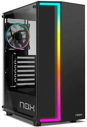 NOX Infinity Gamma Jocuri Turnul Midi Cutie de calculator cu fereastră laterală și iluminare RGB Negru