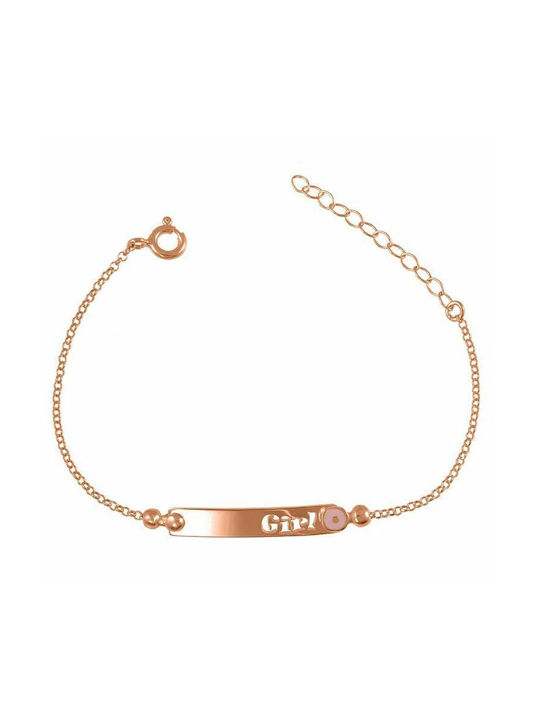 Amor Amor Kids Gold Plated Silver ID Bracelet with Evil Eye for Girl 27799