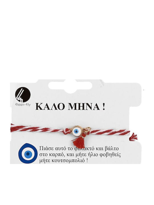 4teen-4ty Γυναικείο Βραχιόλι Μαρτάκι με σχέδιο Ματάκι από Κορδόνι