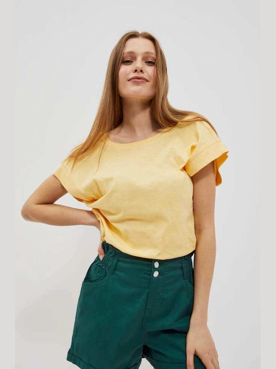 Make your image Women's Summer Blouse Short Sleeve Yellow