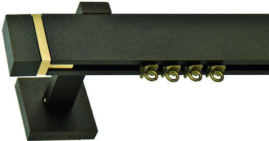 One-Way Aluminum Curtain Track Black 350cm P90-009-350