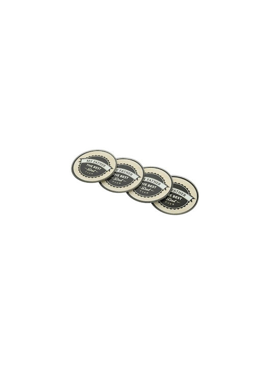 Kaemingk Rund Untersetzer Glas Gray 9cm 4Stück
