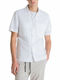 Short-sleeved Linen Shirt in Wide Line White