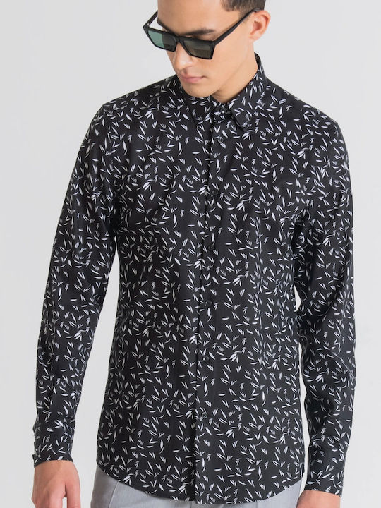 Long-sleeved Cotton Shirt Navy Blue