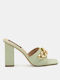 Bozikis Chunky Heel Leather Mules Green