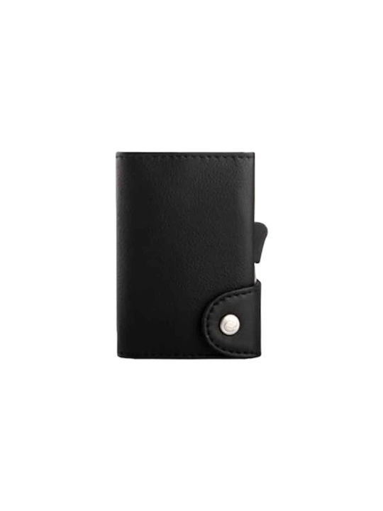 C-Secure Men's Leather Card Wallet with RFID Black