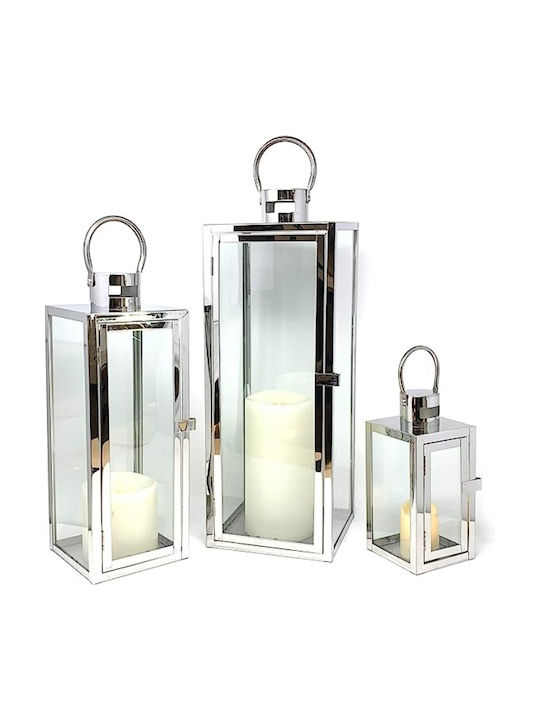 Set of Metal Lanterns - SILVER - 3 Pieces