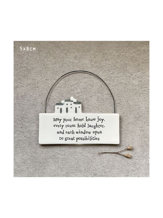Synchronia Hanging Wall Decor Handmade White Ceramic Material 8.1x4.7cm