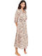 Pink Label Damen Maxi Kleid Strand Beige