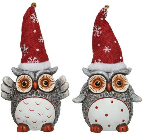 Kaemingk Christmas Ceramic Figure Owl White Height 26cm